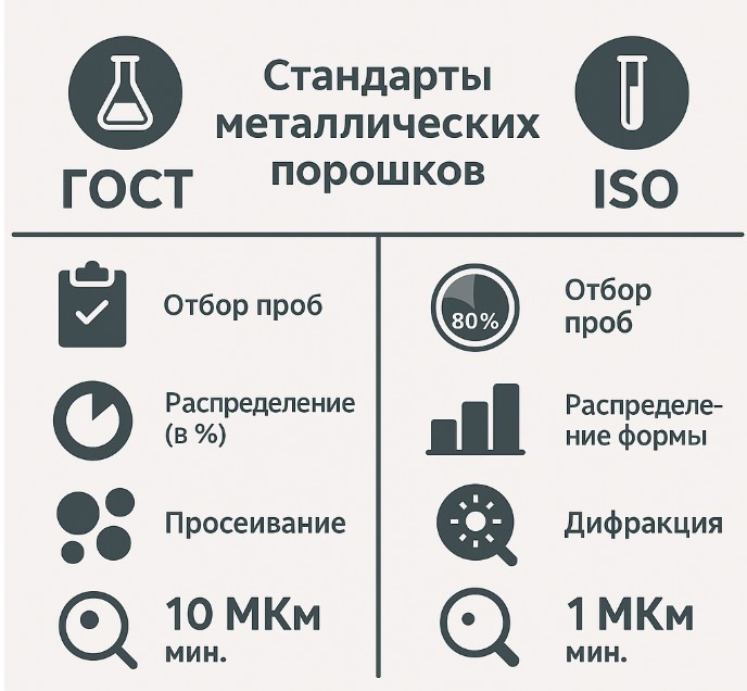 стандарты ГОСТ и ISO для металлических порошков — размеры, форма частиц и методы контроля