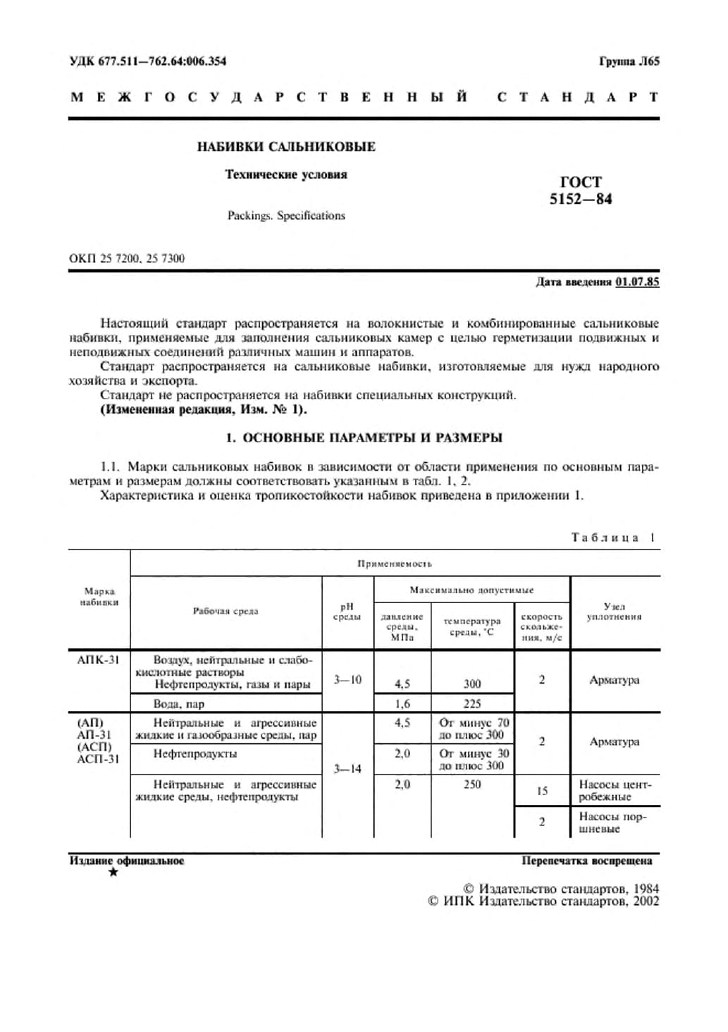 ГОСТ 5152-84 Набивки сальн. Страница 2